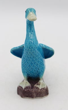 Early 20th Century Turquoise Chinese Porcelain Goose Figurine
