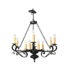 Early 20th Century Twelve Light Iron Chandelier