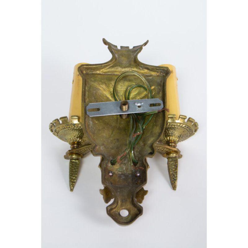 American Early 20th Century Two Arm Shield Back Sconce For Sale