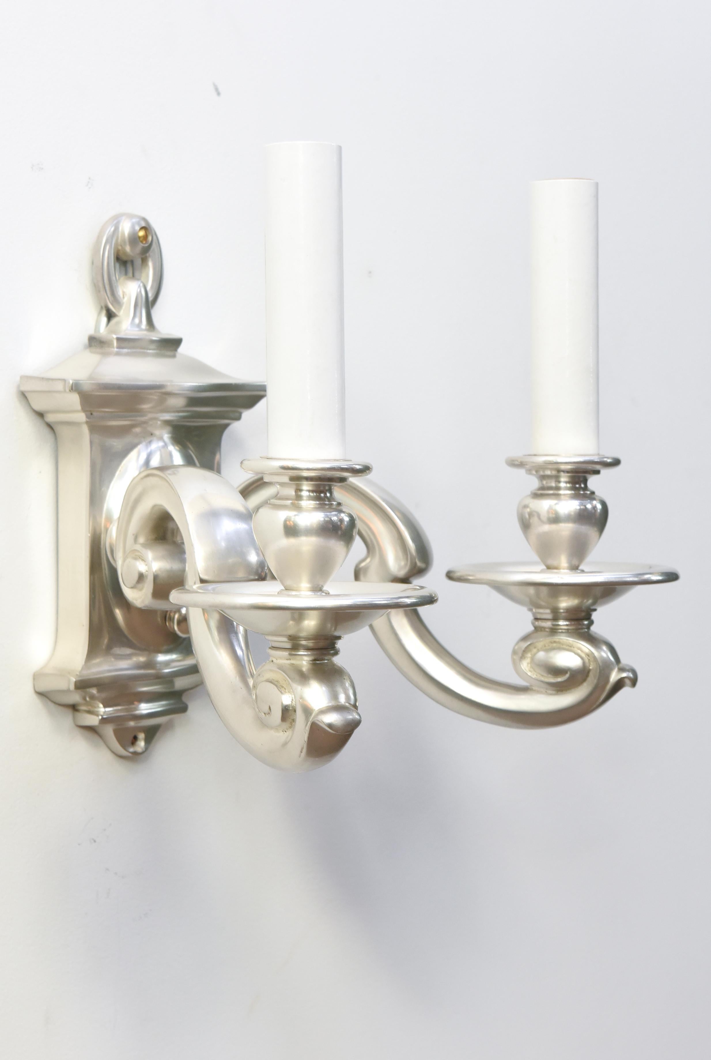Early 20th Century Two Arm Silver Rococo Sconces, a Pair For Sale 2