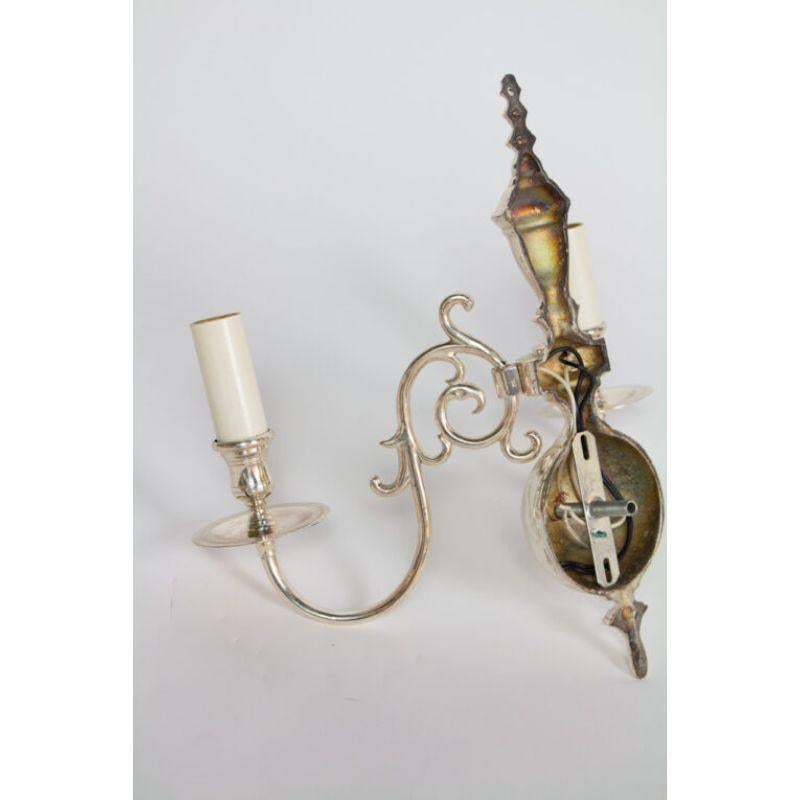 American Early 20th Century Two Arm Silverplate Sconce For Sale