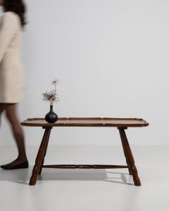 Early 20th Century UK Weathered Honey Oak Long Oak Trestle Console