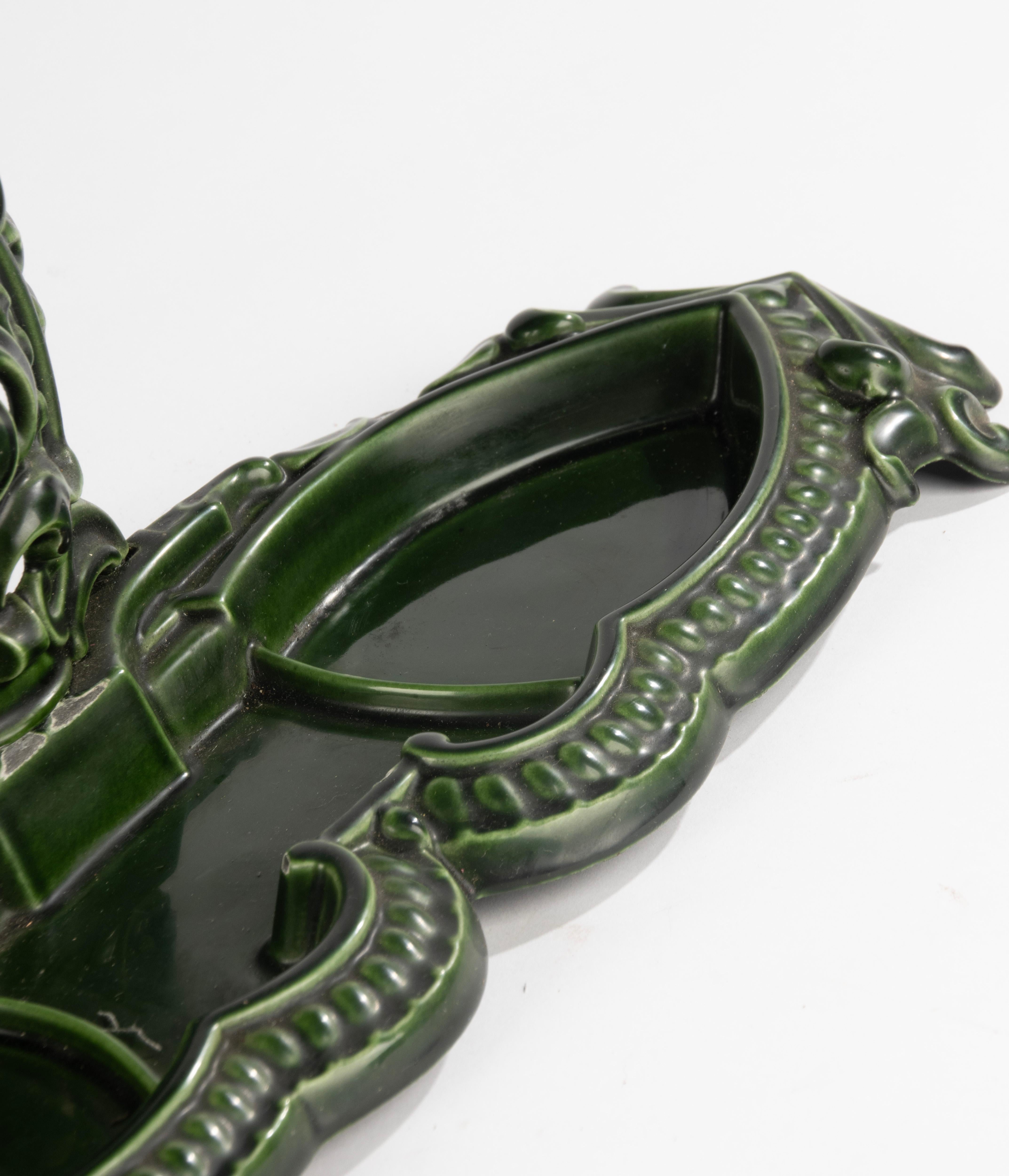 Early 20th Century Umbrella Stand - France - Cast Iron with Green Enamel For Sale 7