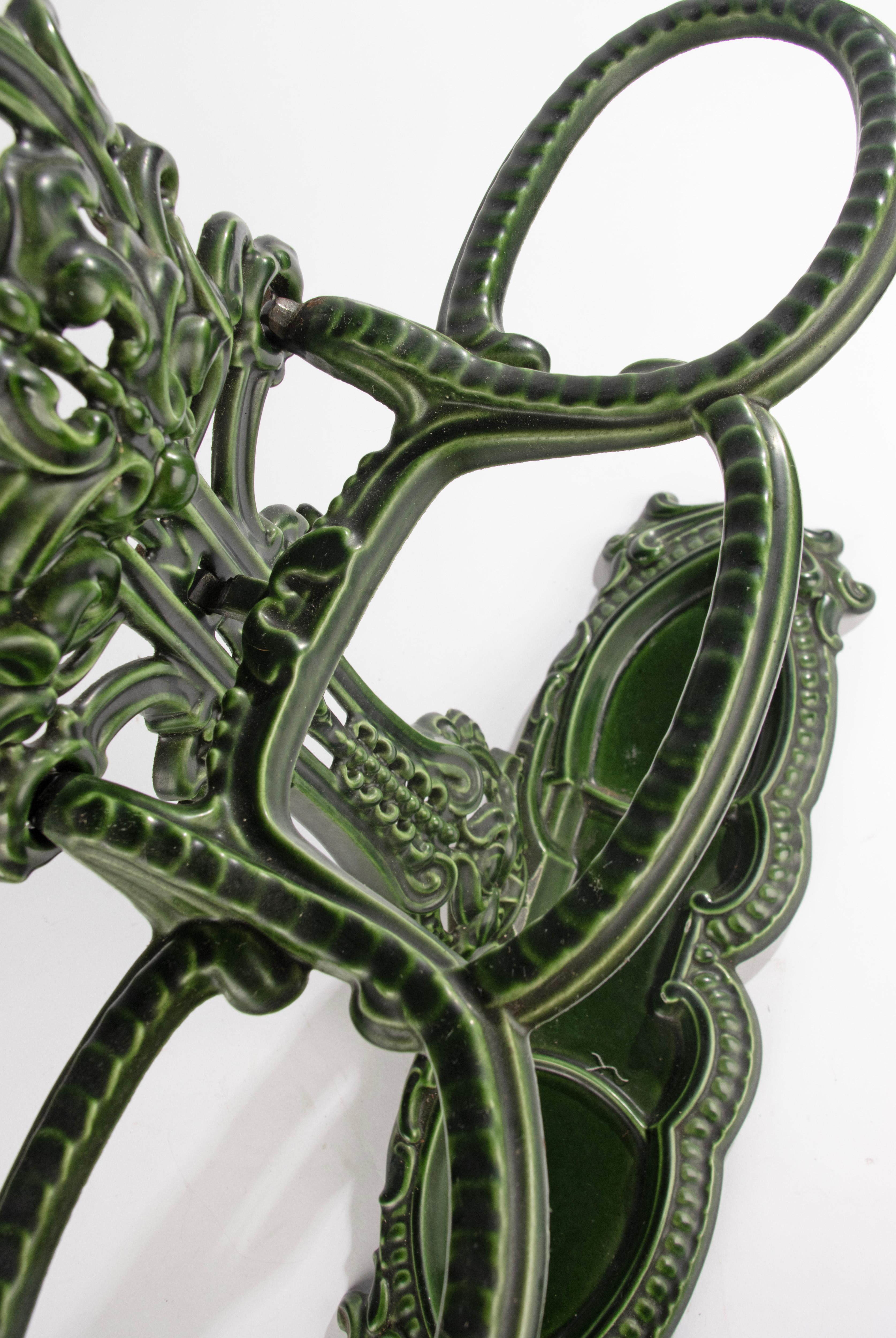 Early 20th Century Umbrella Stand - France - Cast Iron with Green Enamel For Sale 9