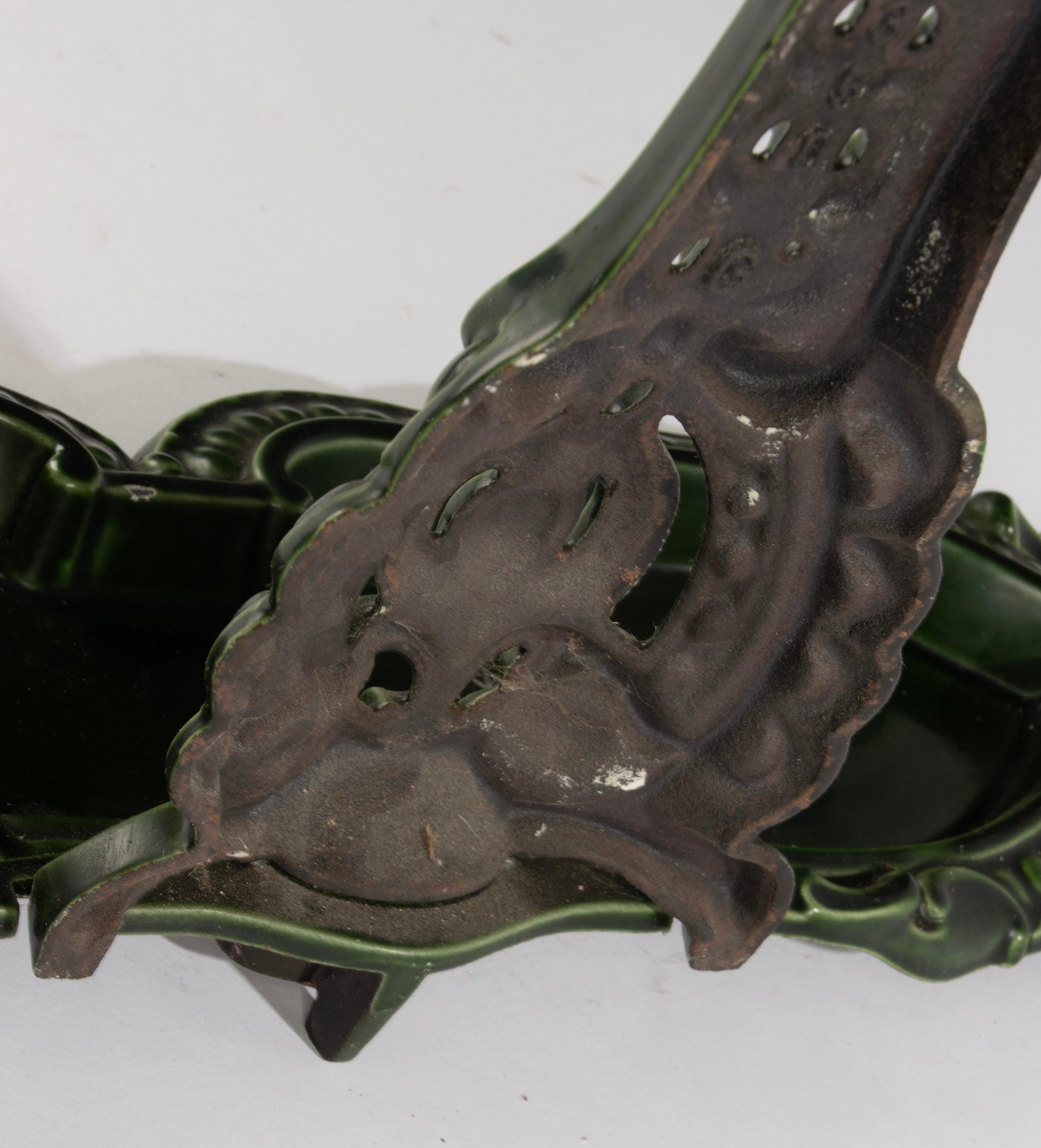 Early 20th Century Umbrella Stand - France - Cast Iron with Green Enamel For Sale 11