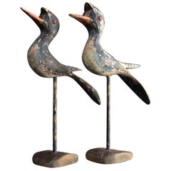 Antique Early 20th Century Unusual Folk-Art Bird Figures