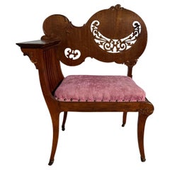 Early 20th Century Upholstered Walnut Corner Chair