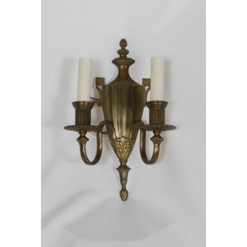Early 20th Century Urn Form Sconces with Porcelain Candlecovers, a Pair In Excellent Condition For Sale In Canton, MA