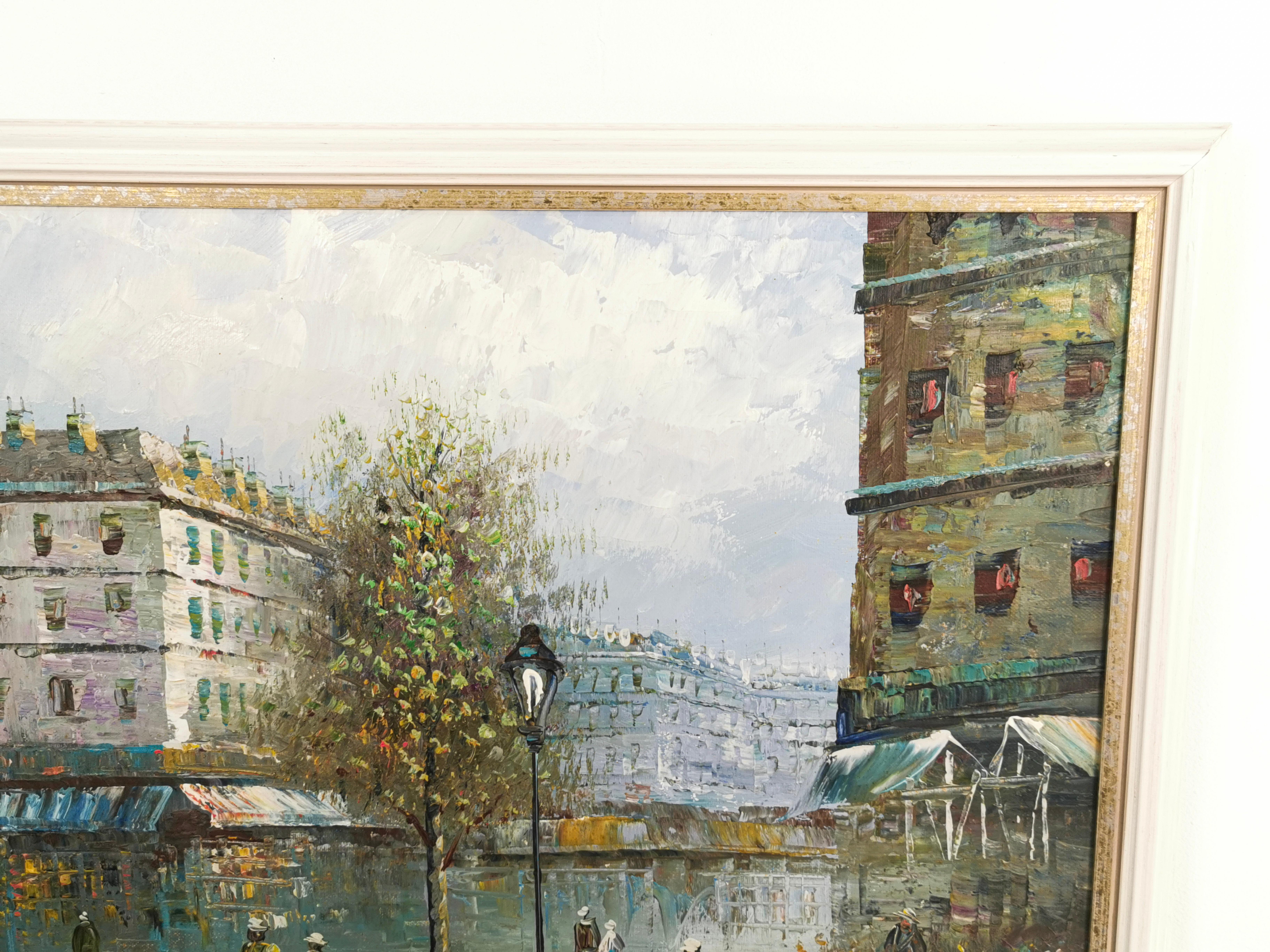 Autre Début du 20ème siècle V. Bergen Scène de rue française Huile sur toile en vente