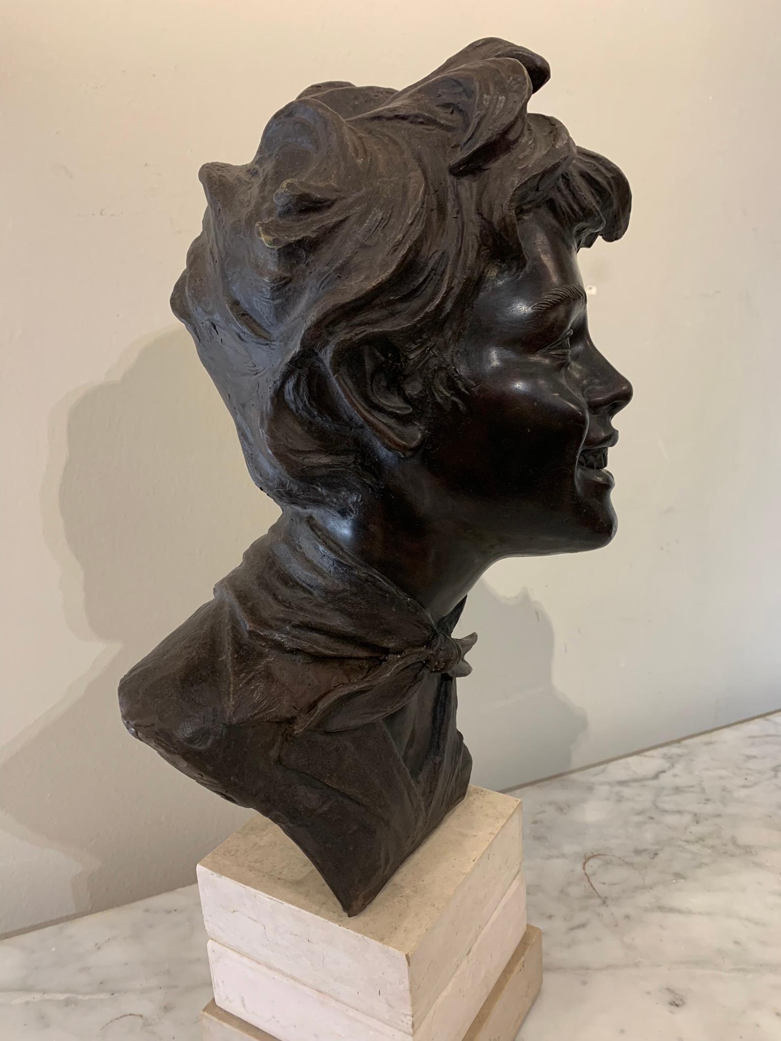Early 20th Century, V. Cinque Bronze Sculpture 'Scugnizzo' For Sale 9