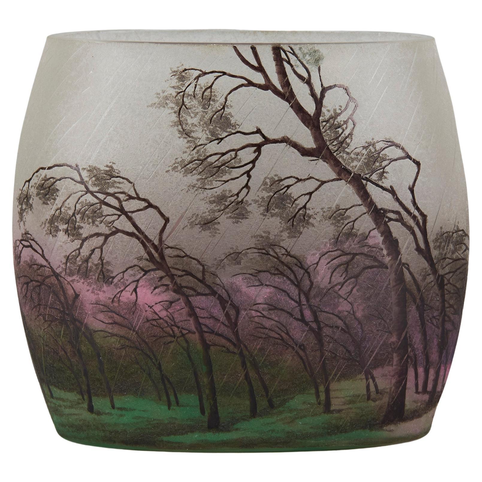 Early 20th Century Vase Entitled "Paysage Pluie" Vase by Daum Frères, circa 1900 For Sale