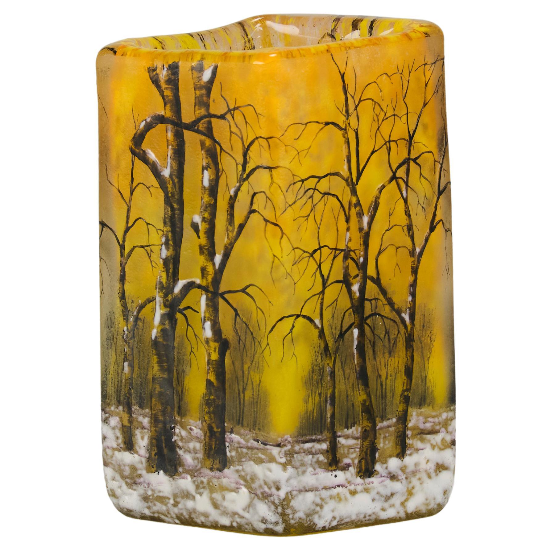 Early 20th Century Vase Entitled "Winter Vase" by Daum Frères Circa 1900 For Sale