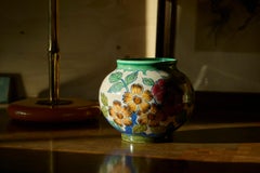 Early 20th Century Vase with Flower Decor Gouda Holland