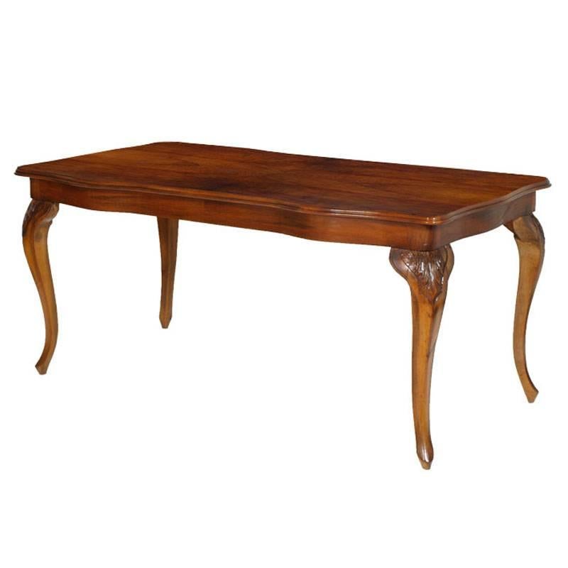 Early 20th Century Venetian Baroque Hand-Carved Walnut Table Wax Polished