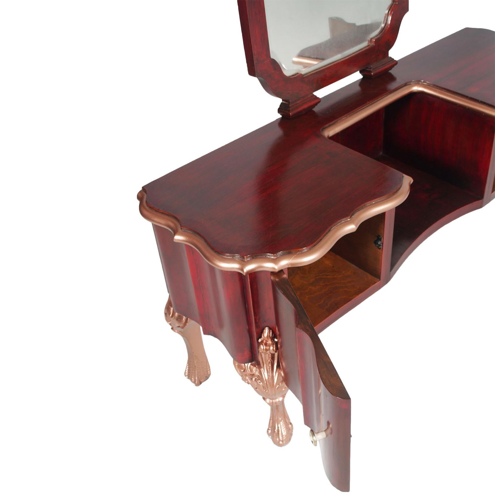 Early 20th Century Venetian Baroque Vanity, Mirrored Console, Dressing Table For Sale 2