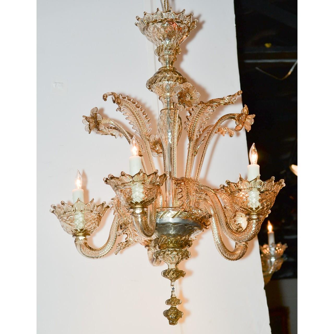 Dyed Early 20th Century Venetian Glass Chandelier