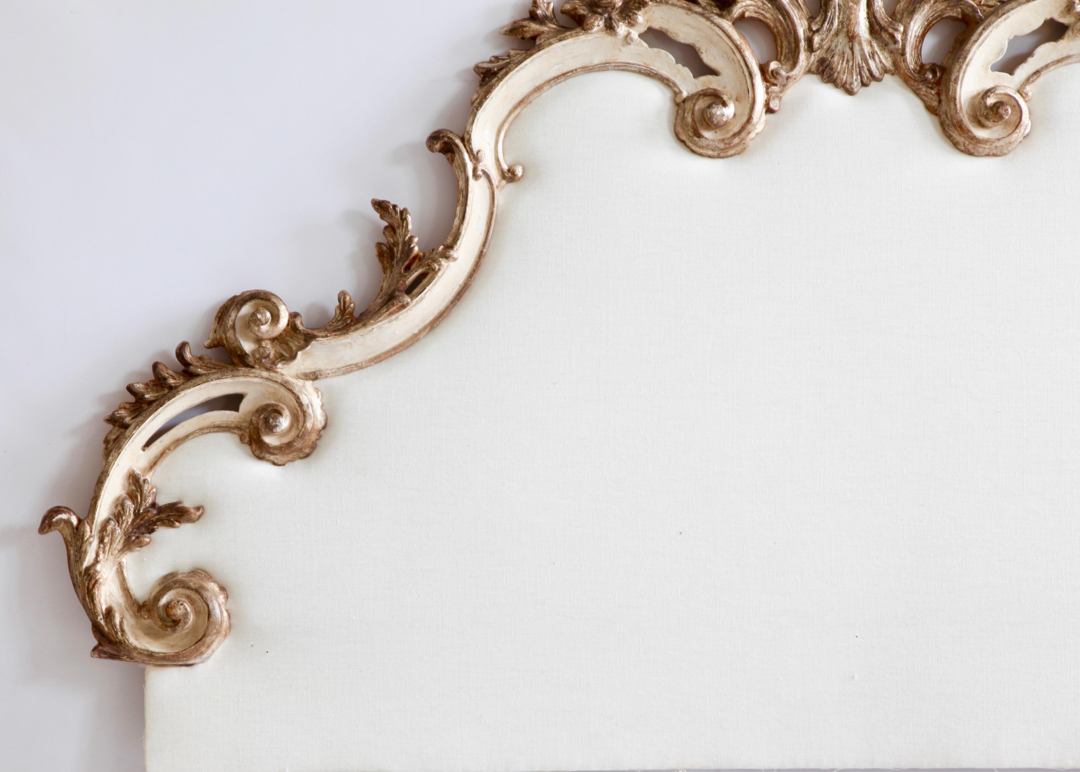 Early 20th Century Venetian Headboard in Antique White with Silver Highlights 1