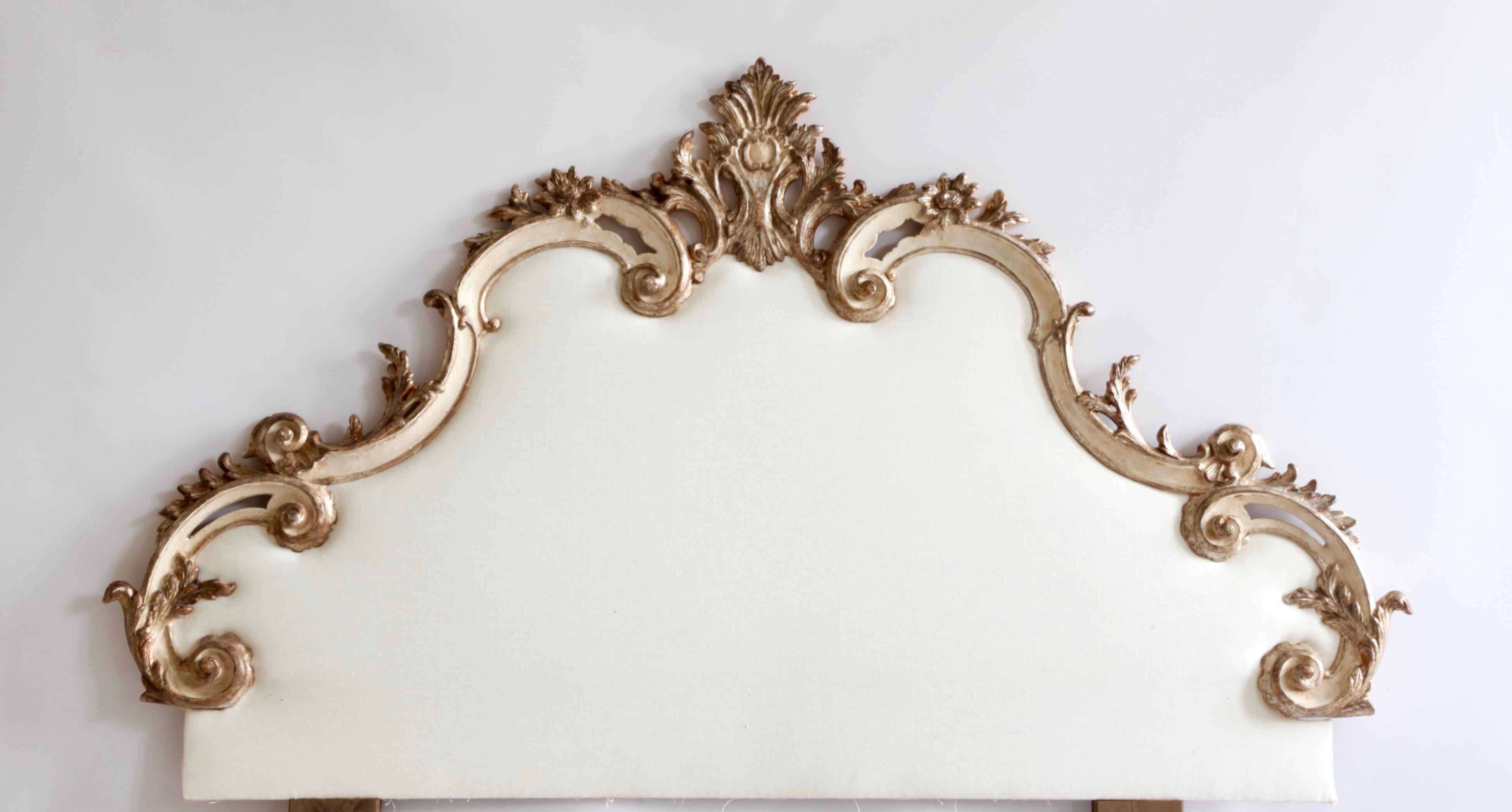 Early 20th Century Venetian Headboard in Antique White with Silver Highlights 2