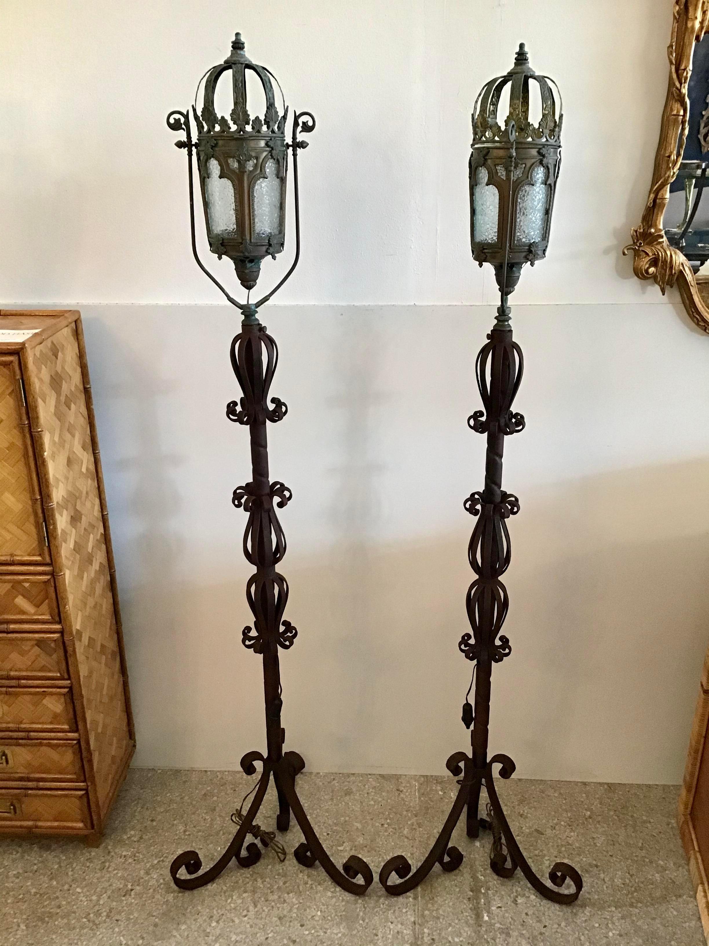 Italian Early 20th Century Venetian Iron Floor Lamps, a Pair