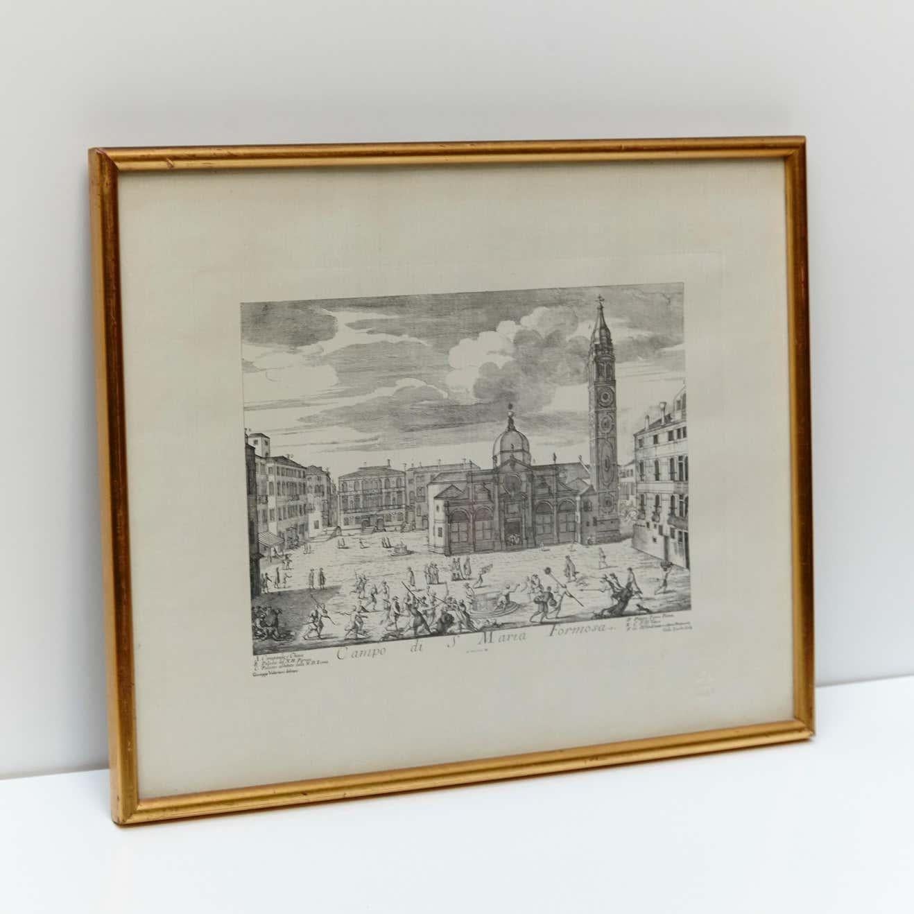 Mid-Century moderno Stampa veneziana dei primi del Novecento in bianco e nero in vendita