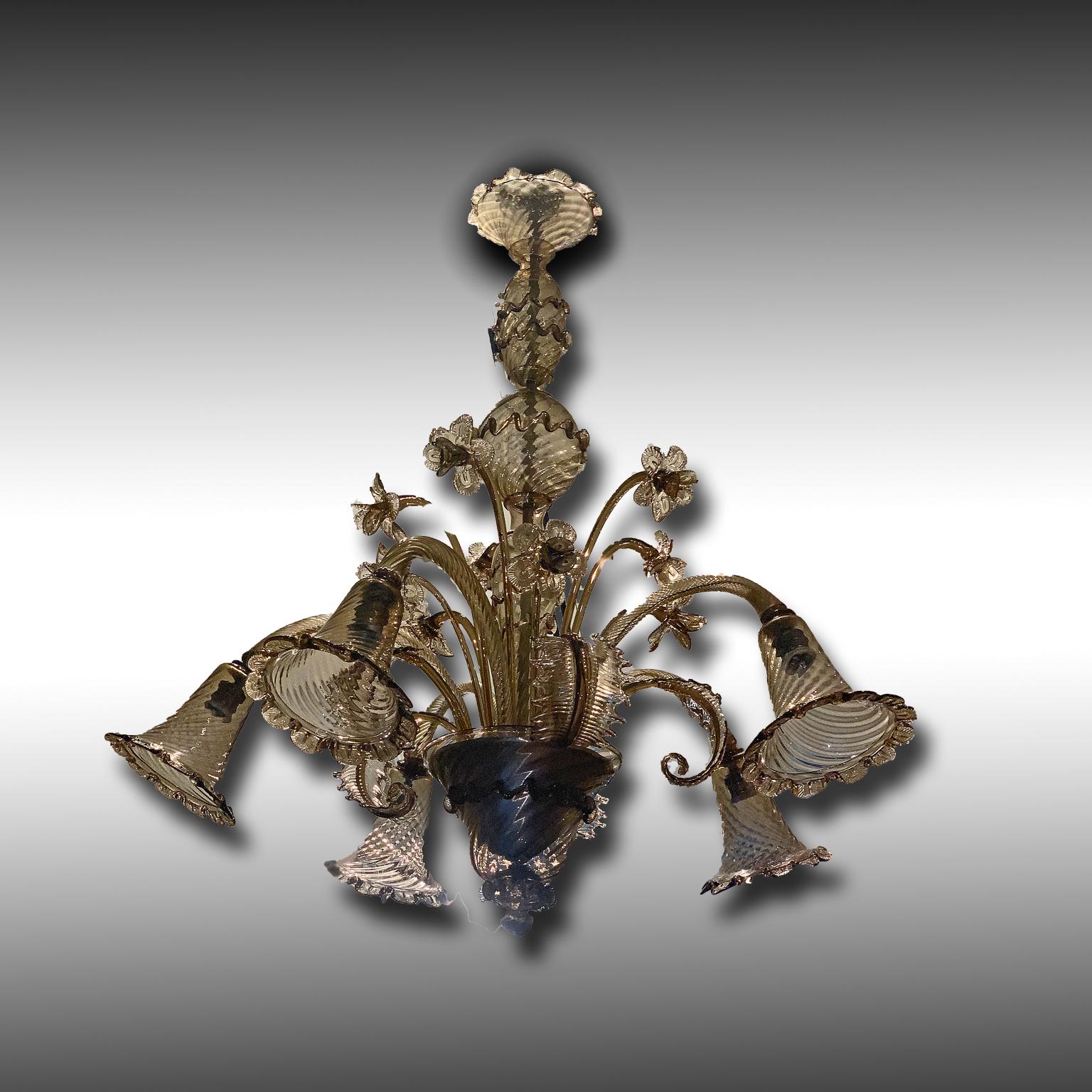 Early 20th Century, Venini Murano Glass Chandelier For Sale 6