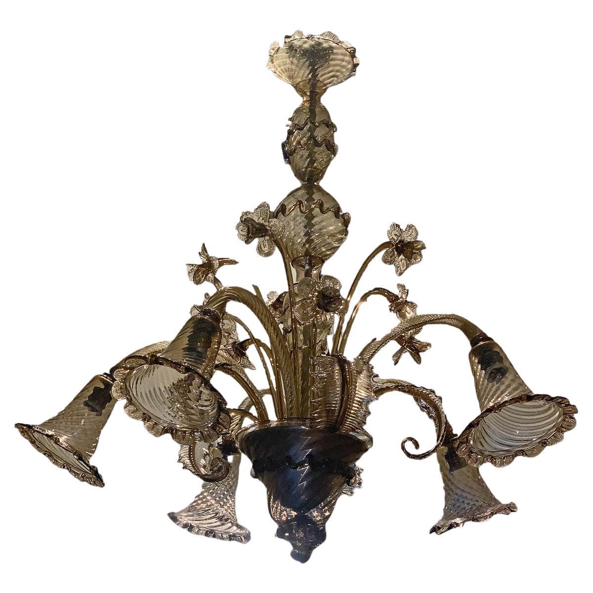 Early 20th Century, Venini Murano Glass Chandelier For Sale