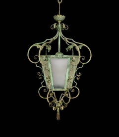 Early 20th Century Verdigris Wrought Iron Lantern