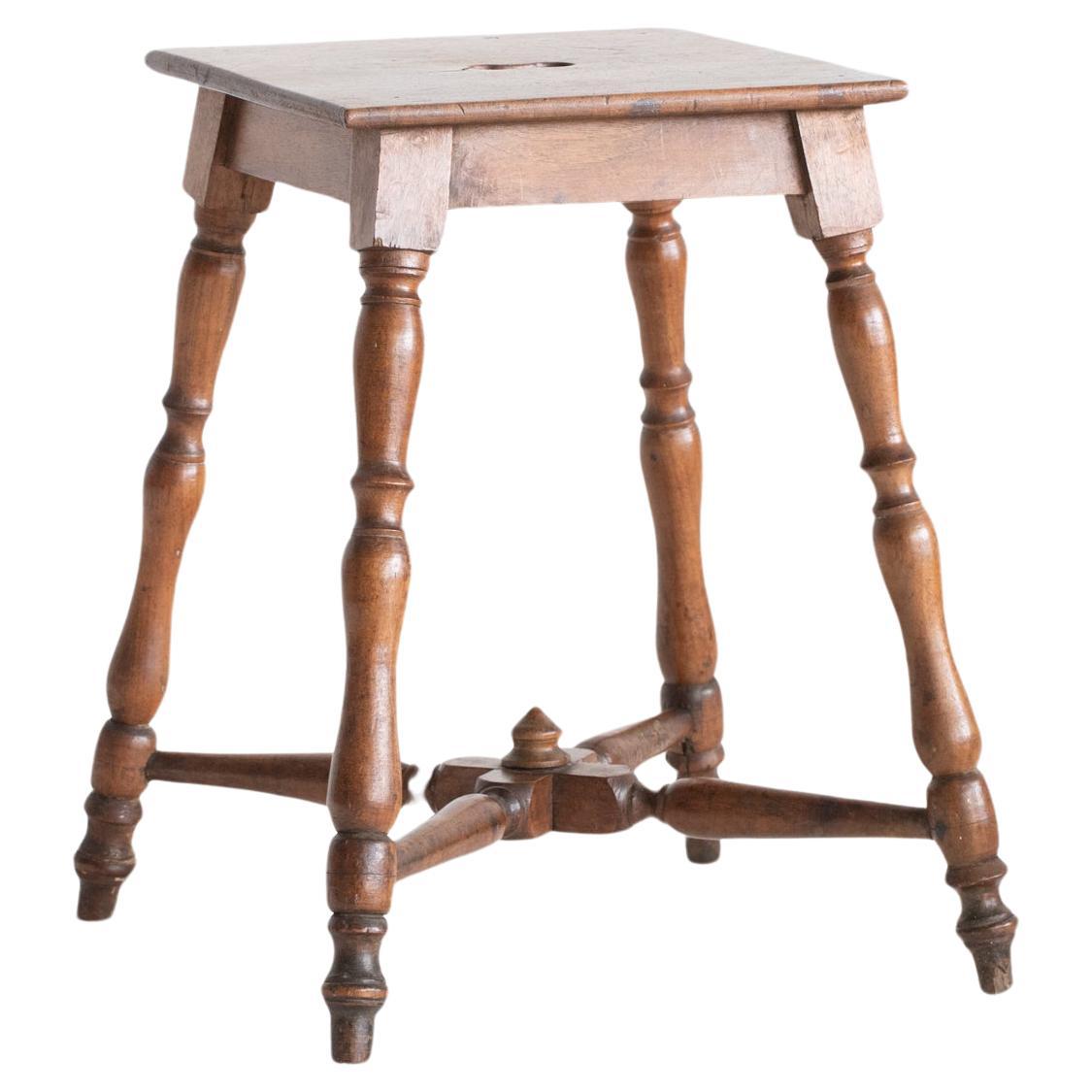 Early 20th Century Vernacular French Walnut Stool For Sale