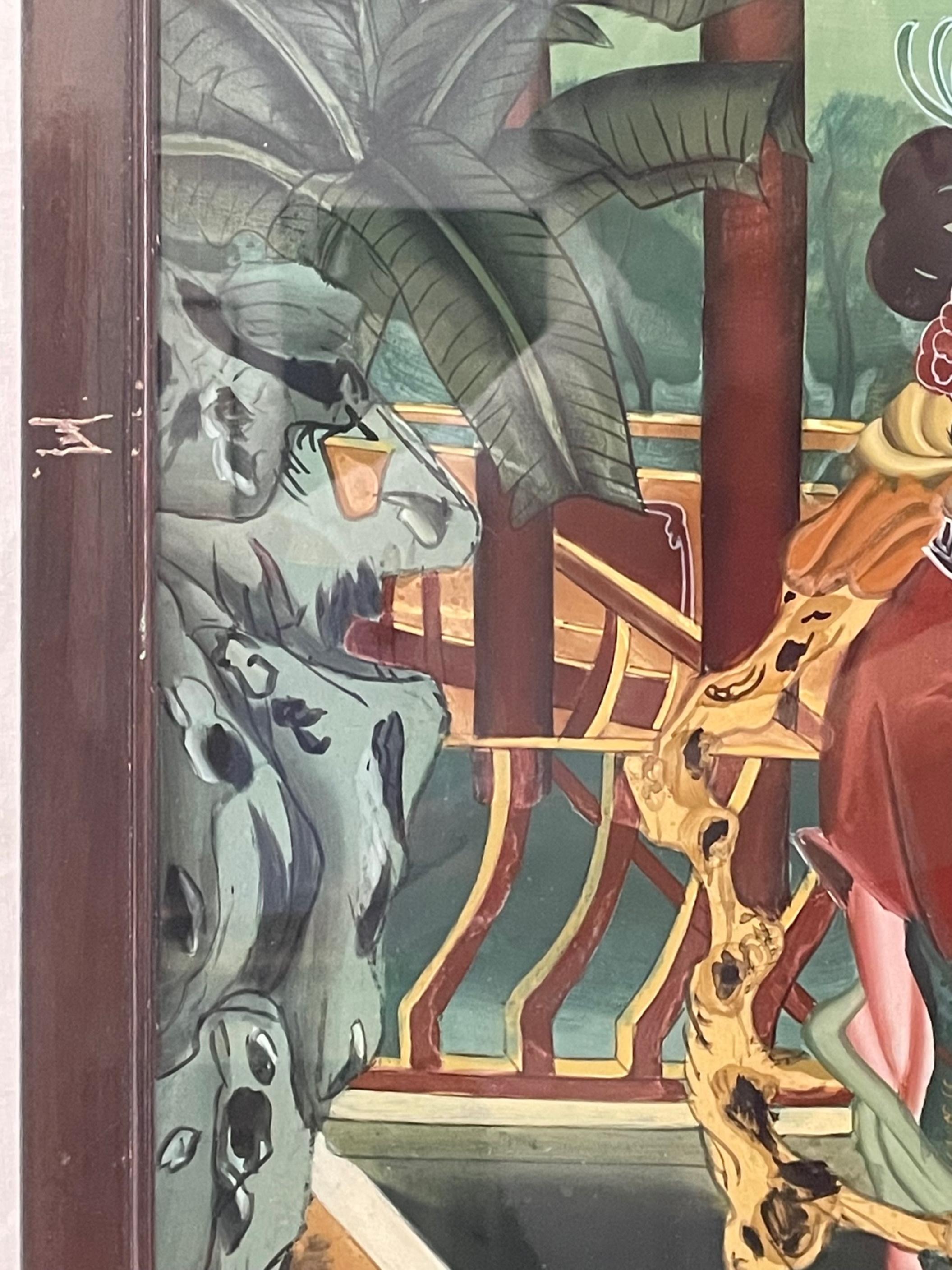 japanese reverse painting on glass