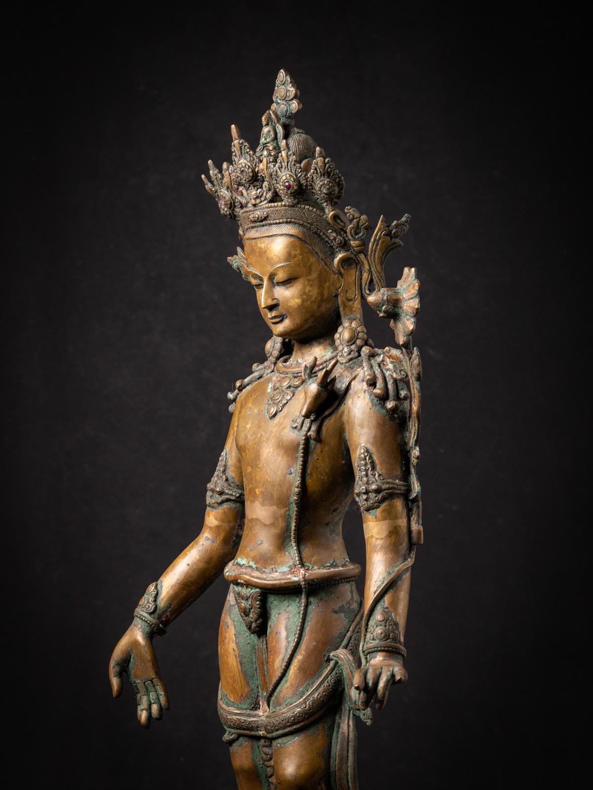 Early 20th Century Very High Quality Old Bronze Nepali Lokeshwor Statue For Sale 8