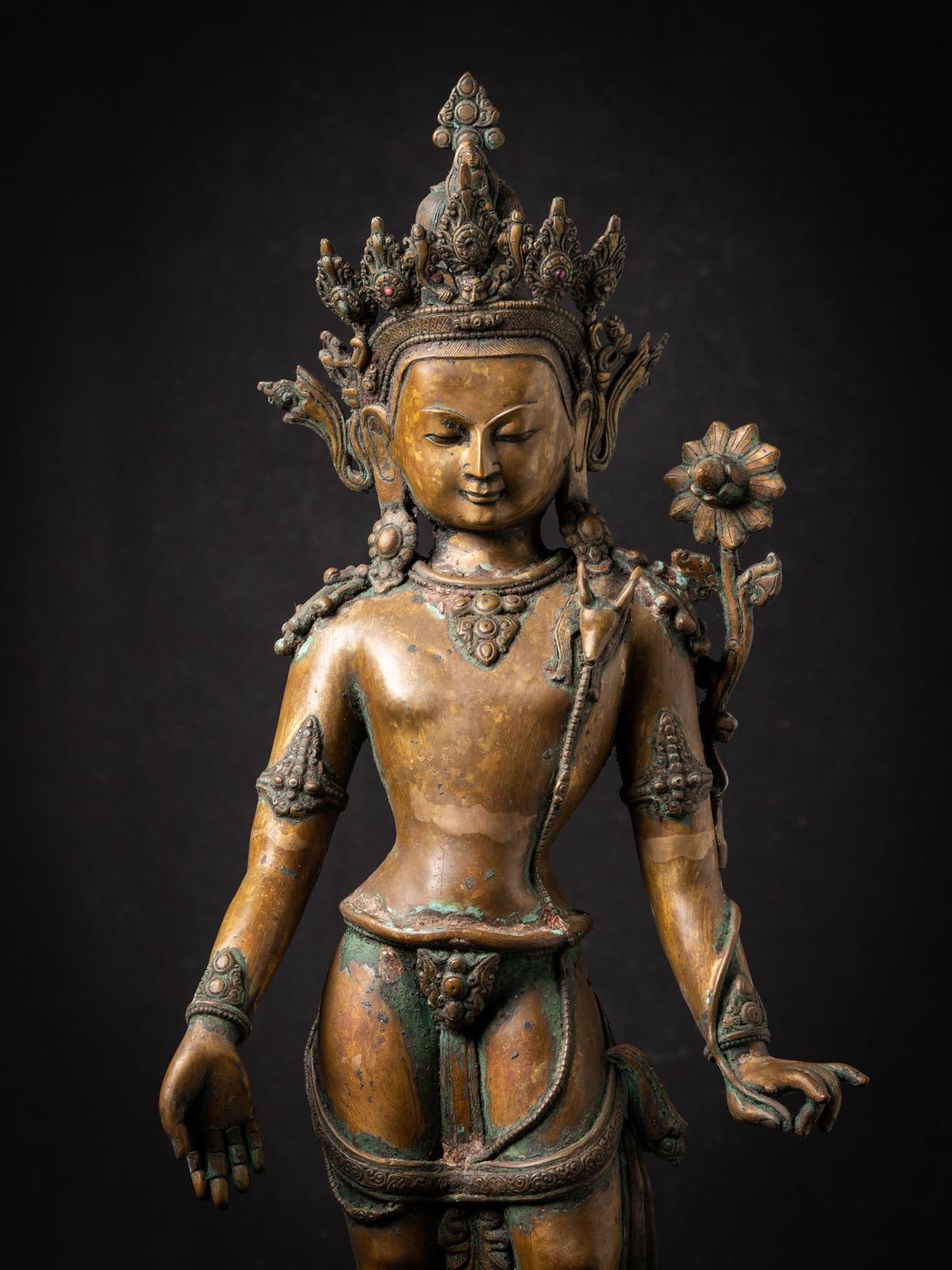 Early 20th Century Very High Quality Old Bronze Nepali Lokeshwor Statue For Sale 9