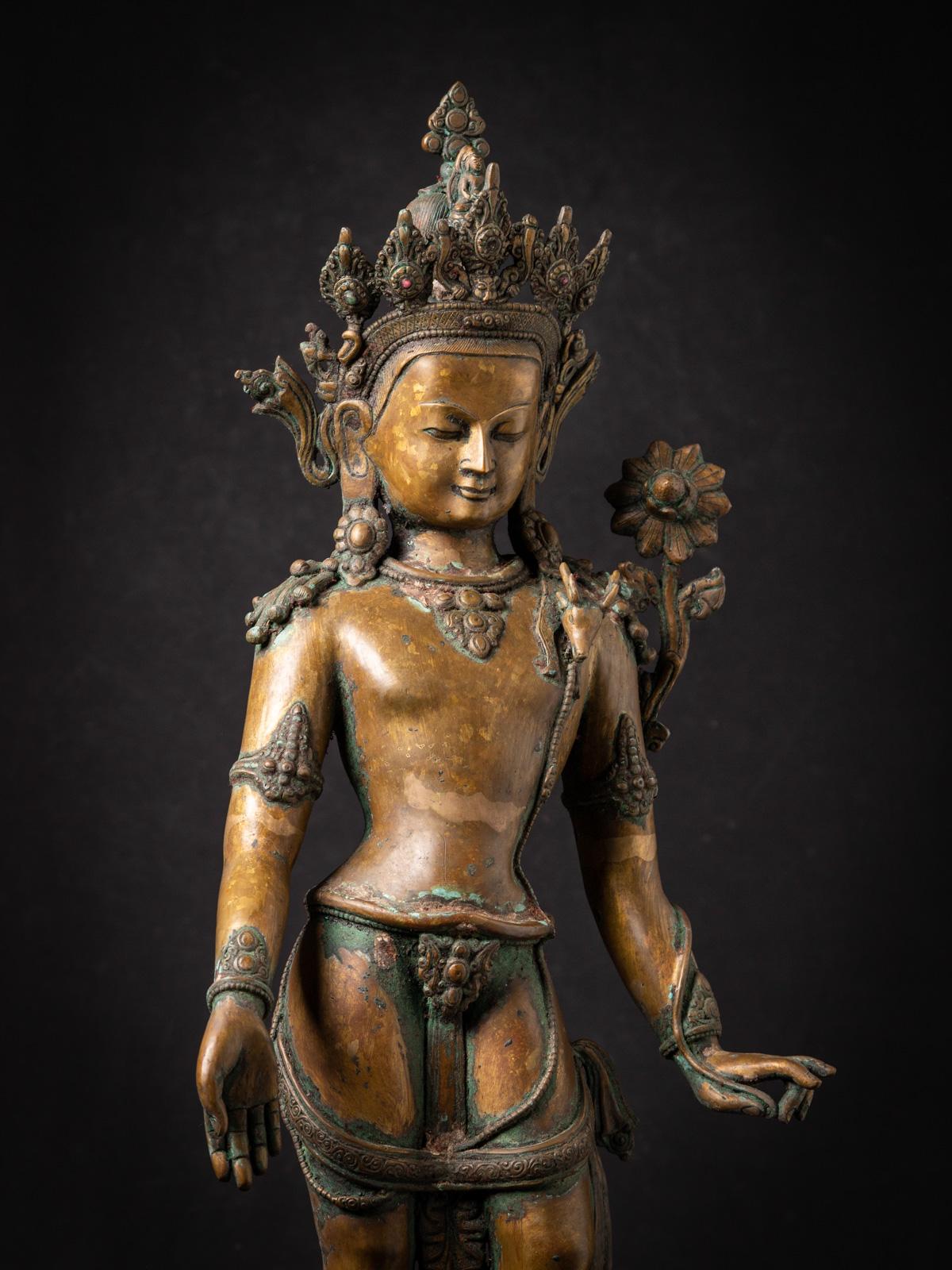 Early 20th Century Very High Quality Old Bronze Nepali Lokeshwor Statue For Sale 10