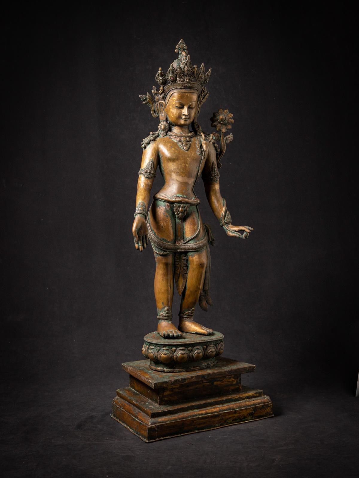 Early 20th Century Very High Quality Old Bronze Nepali Lokeshwor Statue For Sale 11