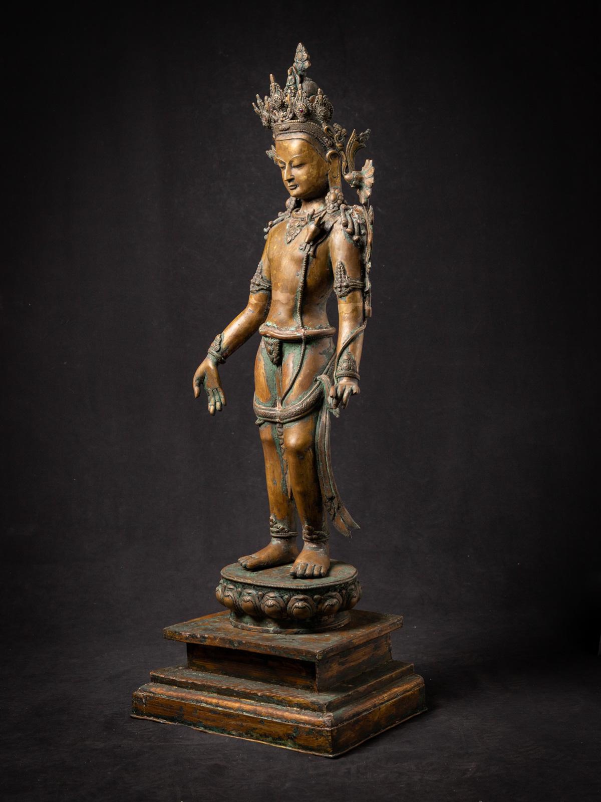 Early 20th Century Very High Quality Old Bronze Nepali Lokeshwor Statue For Sale 15