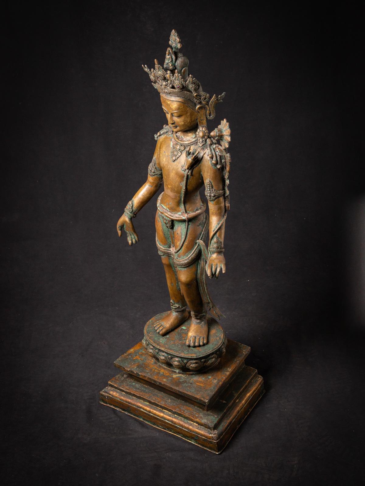 Early 20th Century Very High Quality Old Bronze Nepali Lokeshwor Statue For Sale 5