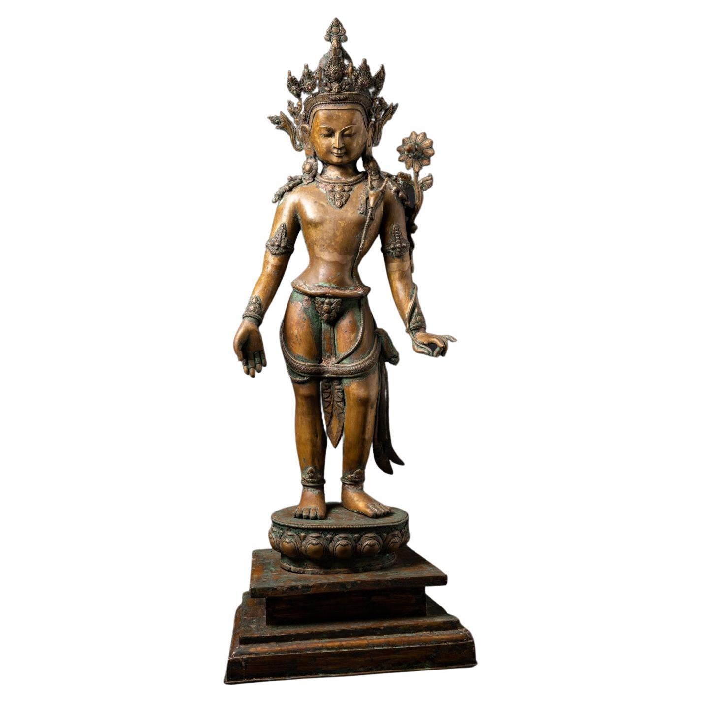 Statue de Lokeshwor en bronze népalais du début du 20e siècle de très grande qualité
