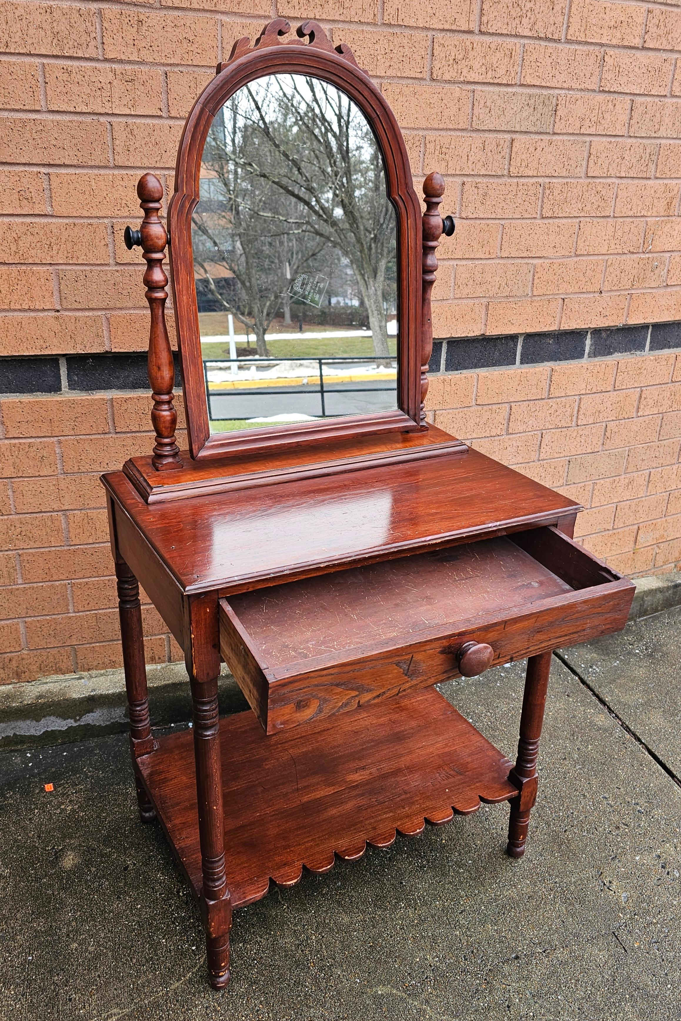 Early 20th Century Victorian Mahogany Mirrored Washstand  For Sale 2