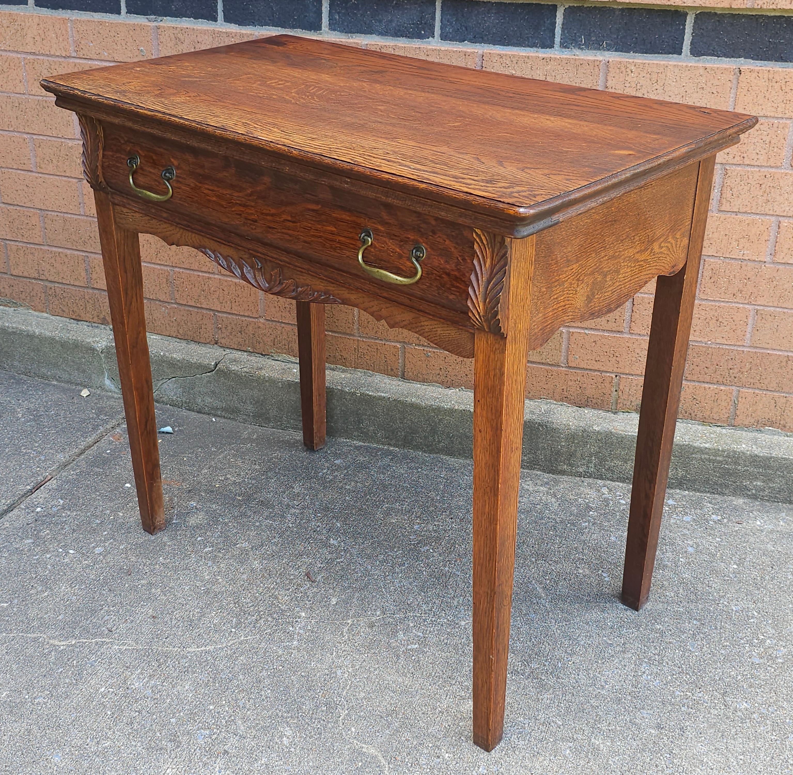 Early 20th Century Victorian Style Oak Dressing Table Console Table For Sale 1