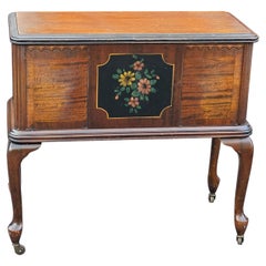 Early 20th Century Victorian Walnut and Mahogany Sewing Rolling Side Cabinet