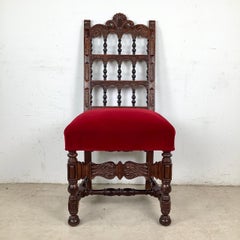 Early 20th Century Victorian Walnut Side Chair with Red Velvet Upholstery