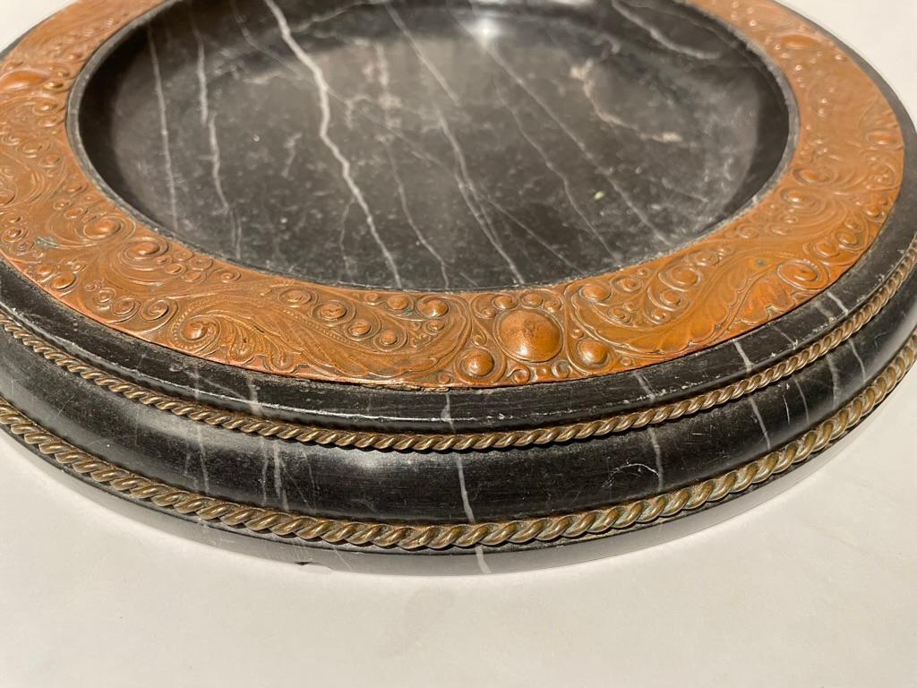 Early 20th Century Vienna Secessionist Marble, Copper and Brass Platter For Sale 11