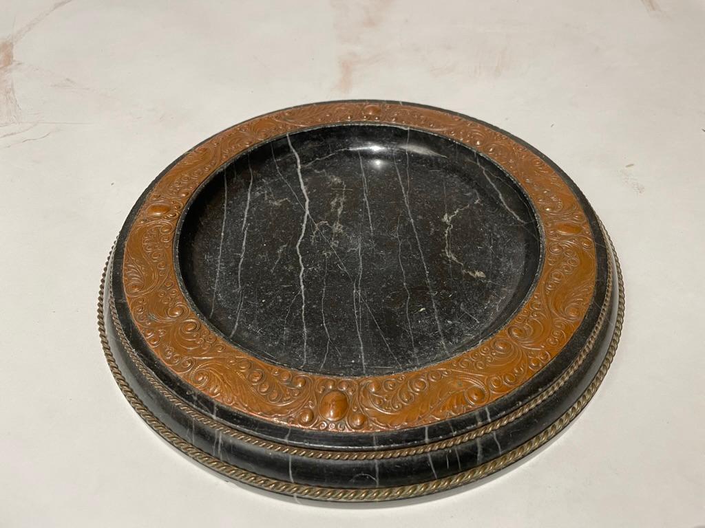 Early 20th Century Vienna Secessionist Marble, Copper and Brass Platter In Good Condition For Sale In Stamford, CT