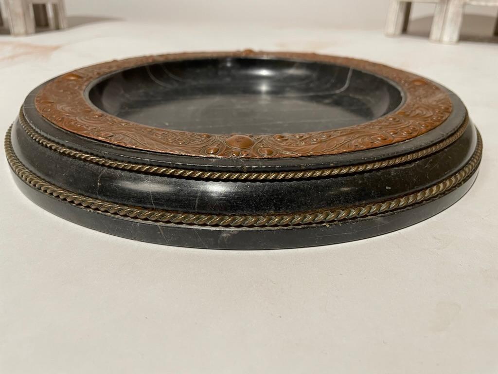 Early 20th Century Vienna Secessionist Marble, Copper and Brass Platter For Sale 2