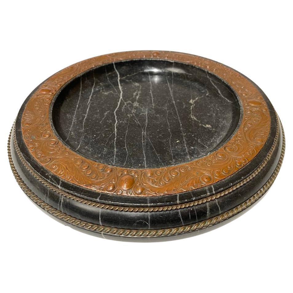 Early 20th Century Vienna Secessionist Marble, Copper and Brass Platter For Sale