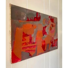 Early 20th Century Vintage Abstract Mixed Media on Canvas