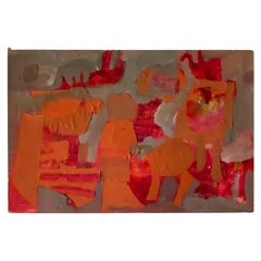 Técnica mixta abstracta sobre lienzo vintage de principios del siglo XX