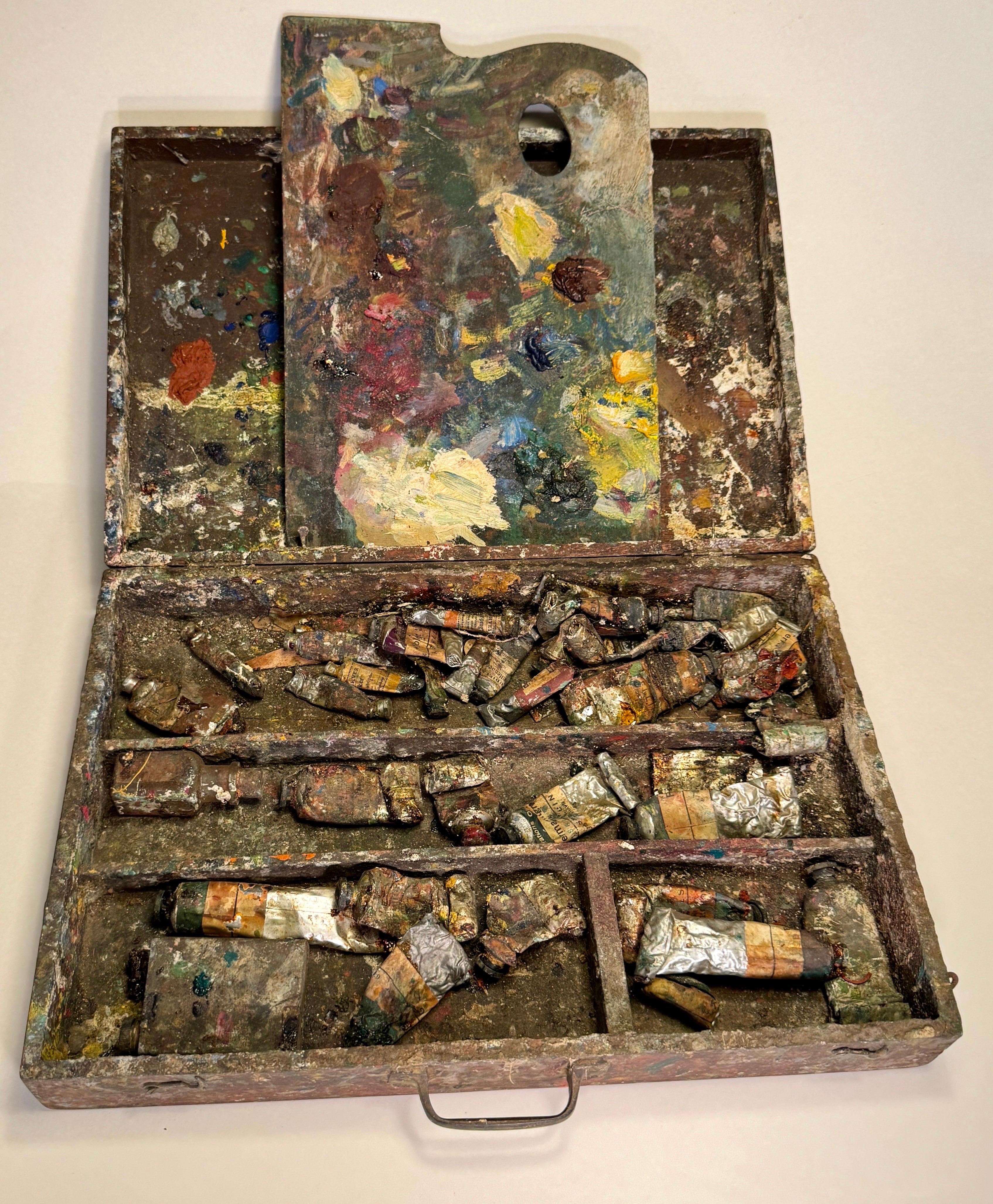 Early 20th Century Vintage Artists Paint Box and Pallet, Denmark For Sale 5