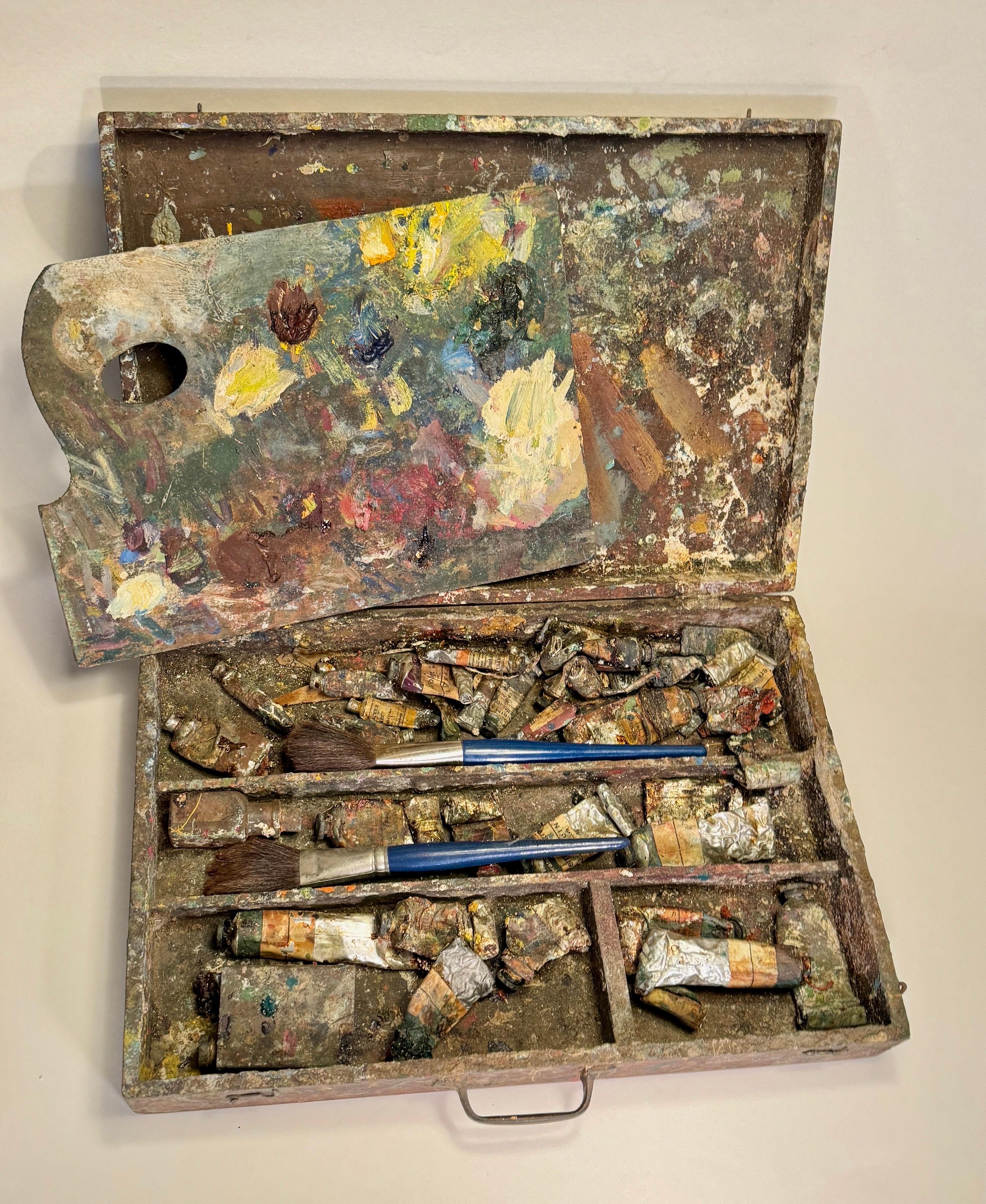 Early 20th Century Vintage Artists Paint Box and Pallet, Denmark For Sale 11