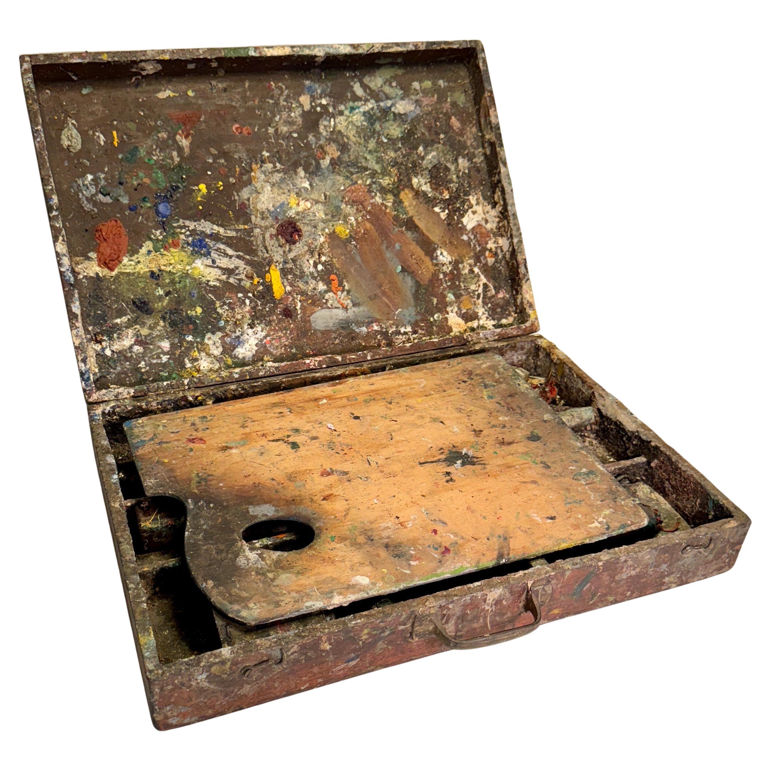 Danish Early 20th Century Vintage Artists Paint Box and Pallet, Denmark For Sale