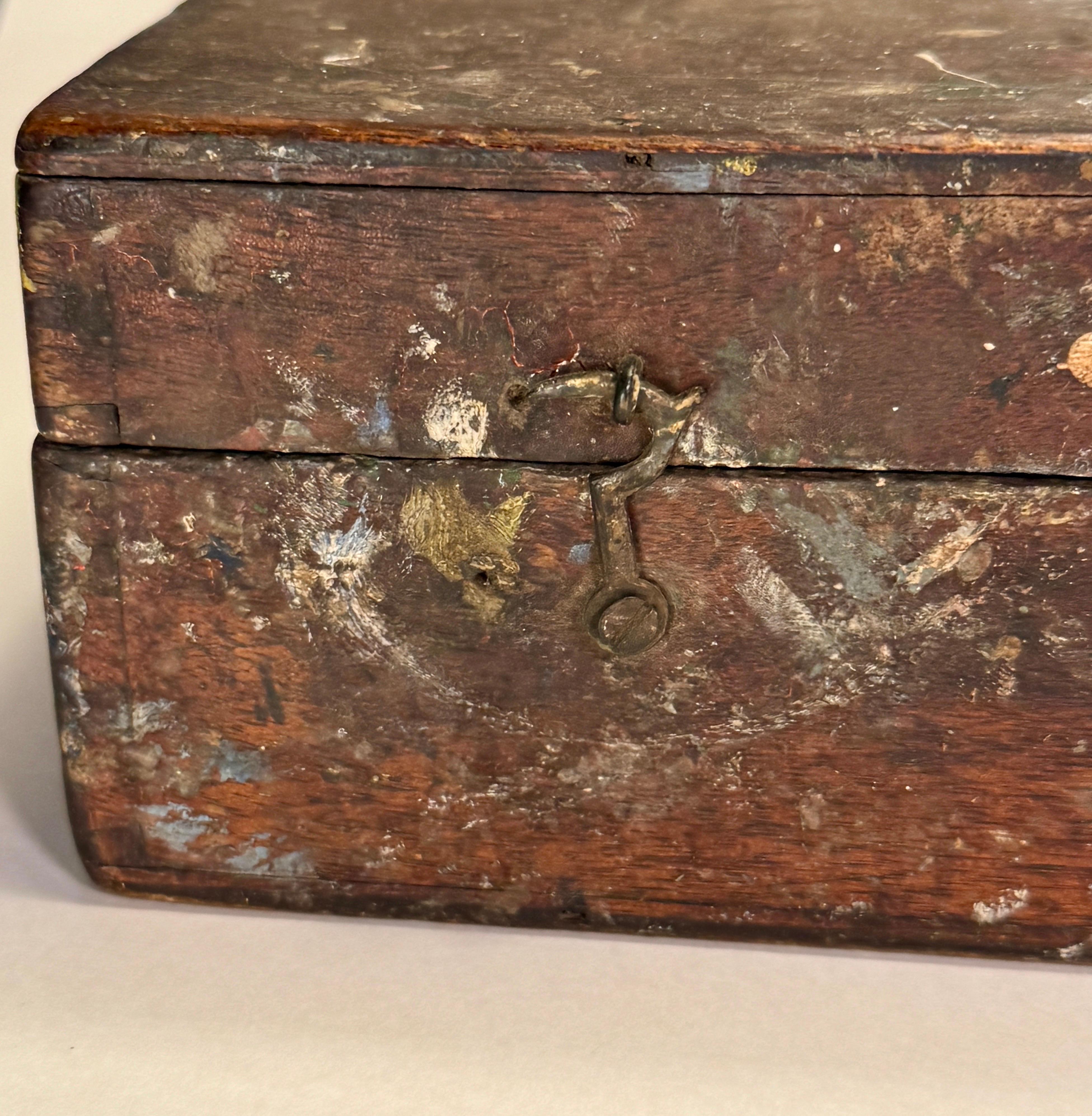 19th Century Early 20th Century Vintage Artists Paint Box and Pallet, Denmark For Sale